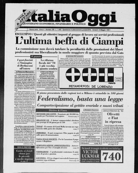 Italia oggi : quotidiano di economia finanza e politica